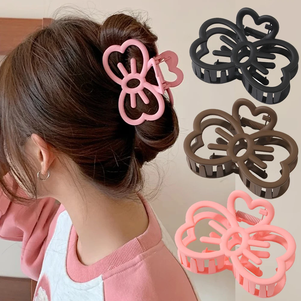 Home korean cute bowknot hair claw crab plastic hair clip candy color clip for girls sweet hairpins hair accessories for women
